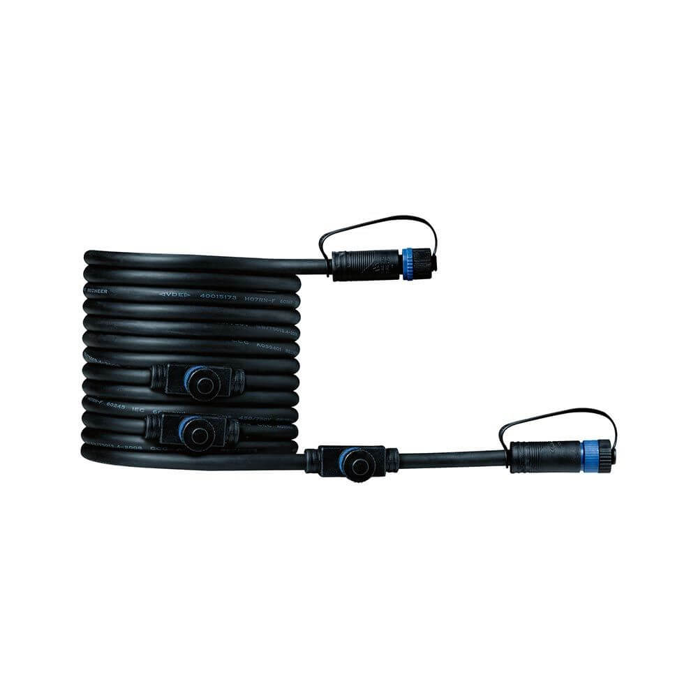 Plug & Shine 5m Kabel 4 Ausgänge Schwarz IP68 für Außenbeleuchtung und Zubehöranschlüsse.