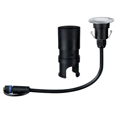 Plug & Shine Bodeneinbaustrahler Floor Mini IP65 95lm 3000K Edelstahl mit Einbauhülse und Kabel.