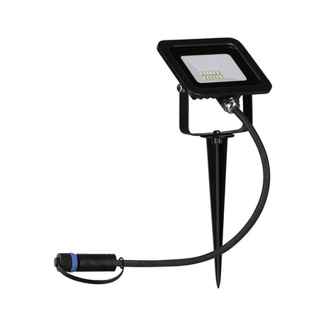 Plug & Shine LED projecteur de jardin IP65 noir avec piquet de montage pour une disposition flexible dans le jardin.