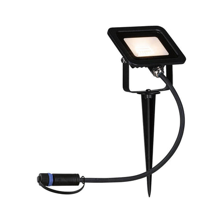 Plug & Shine LED projecteur de jardin IP65 noir avec piquet de montage pour une disposition flexible en extérieur.