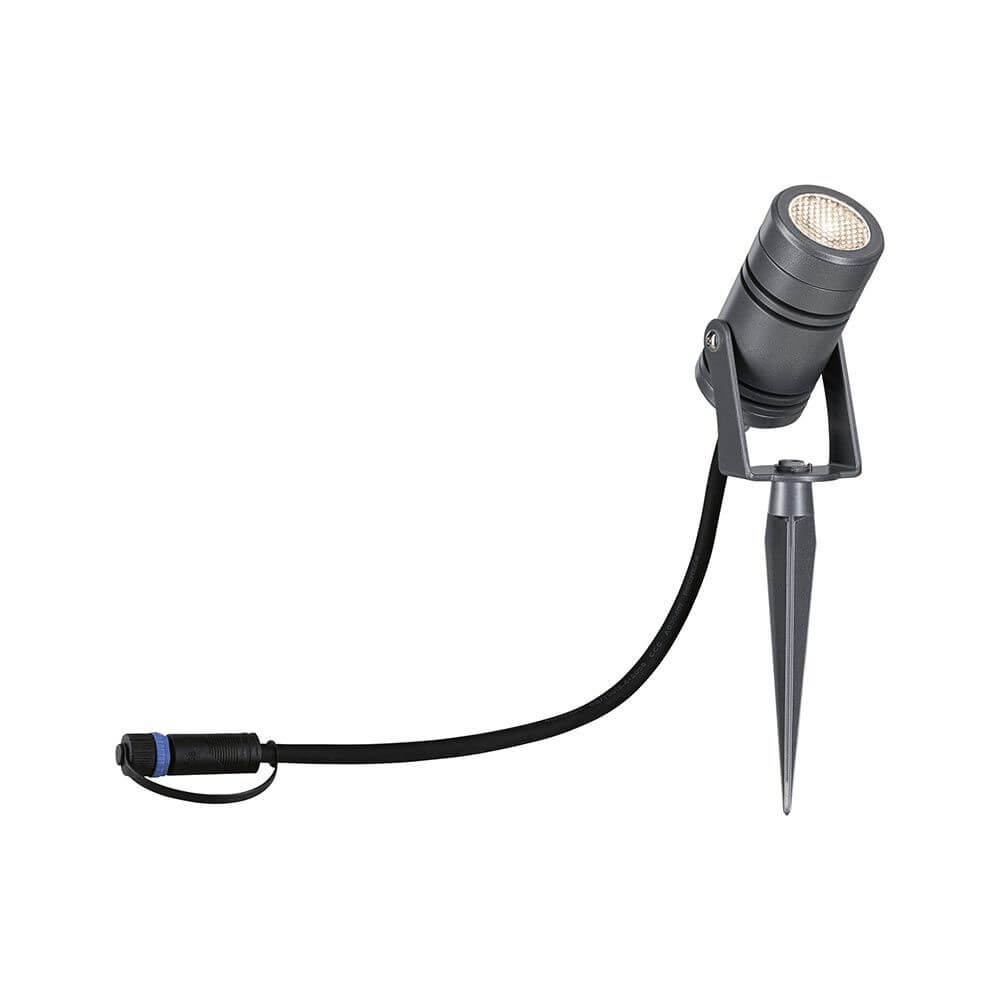 Plug & Shine LED Gartenstrahler Radon IP65 Grau – wetterfester Gartenstrahler mit warmweißem Licht, flexibel einstellbar.