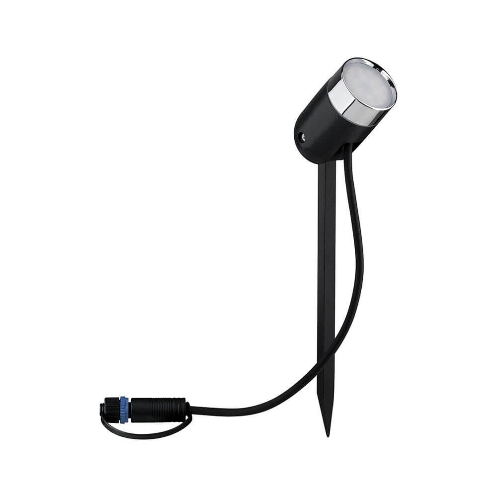 Plug & Shine LED Gartenstrahler Smart Home Zigbee Anthrazit IP65 mit Erdspieß zur Beleuchtung von Gartenflächen.
