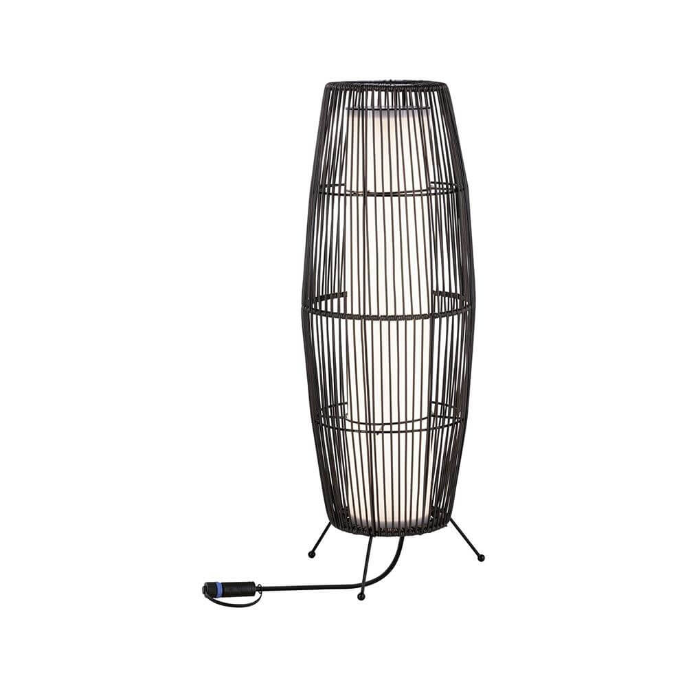 Plug & Shine LED Lichtobjekt Basket Rattan in Braun, 60 cm hohe dekorative Lampe für Garten und Terrasse.