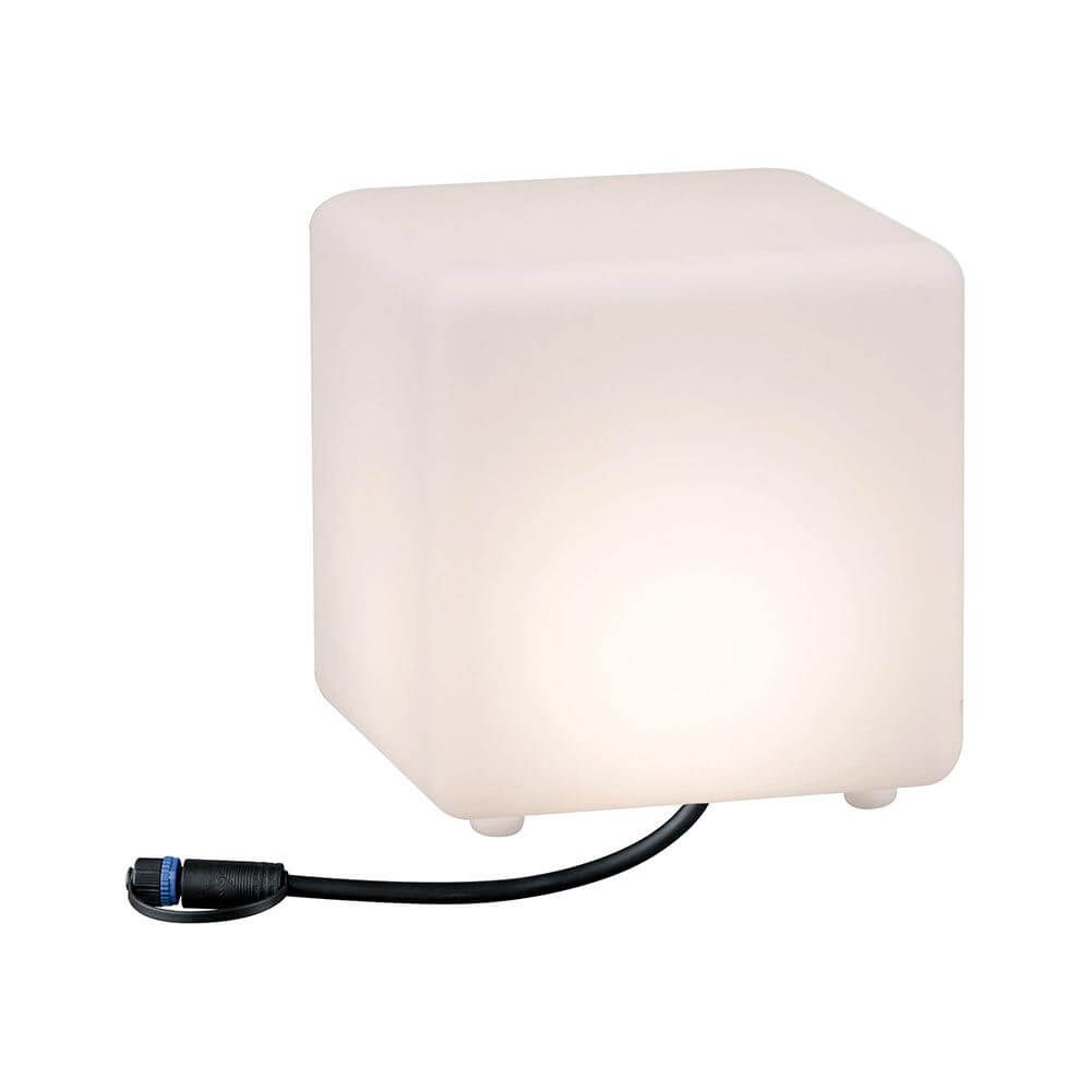 Plug & Shine LED Cube für Smart Home, 20 cm, ZigBee gesteuert, IP65, dekorativ für Balkon und Garten.