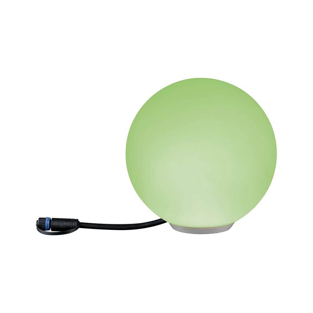 Plug & Shine LED Globe zur smarten Gartenbeleuchtung in Grün, wasserfest nach IP65.