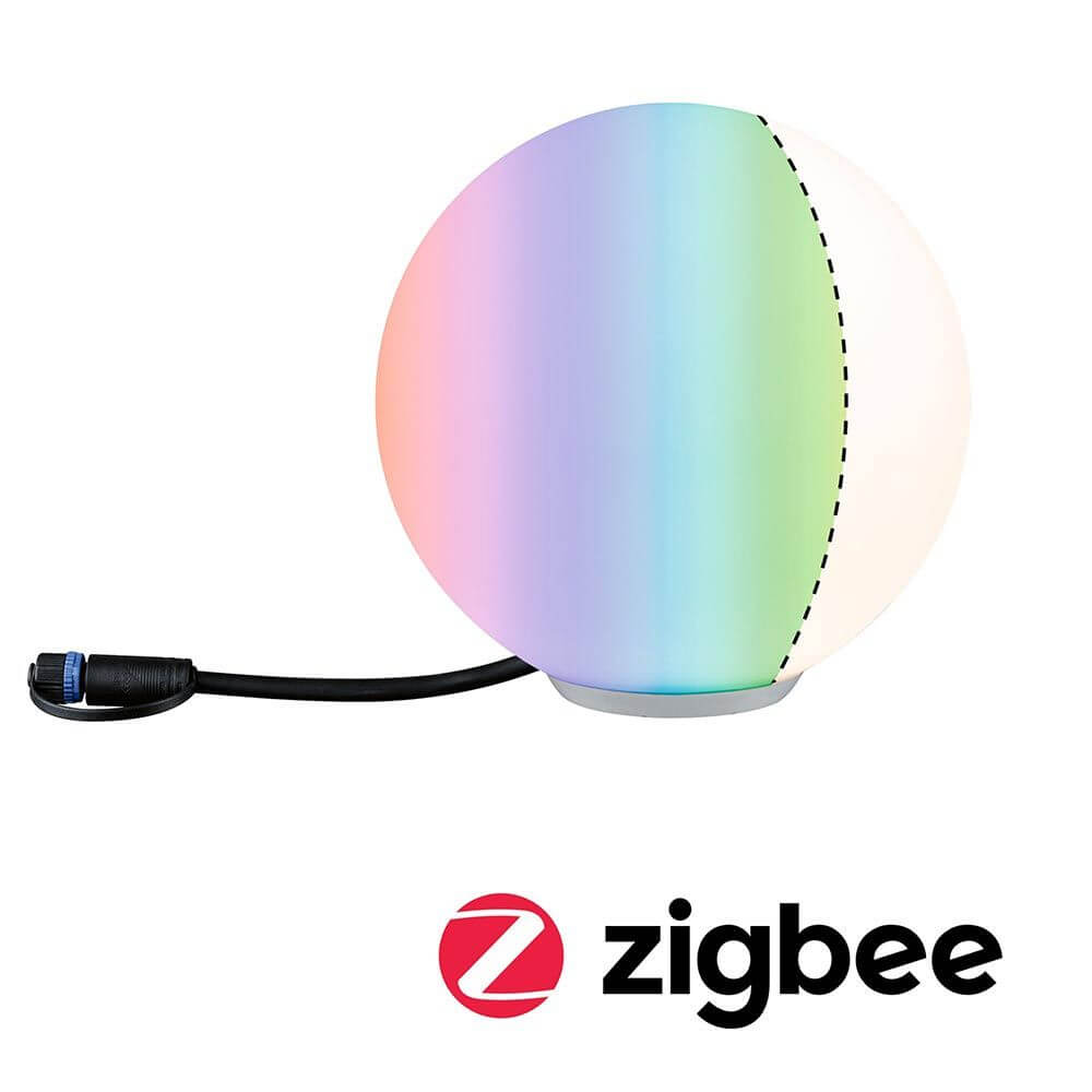 Plug & Shine ZigBee LED Lichtobjekt Globe, 20cm, buntes Licht für Garten und Terrasse, IP65.