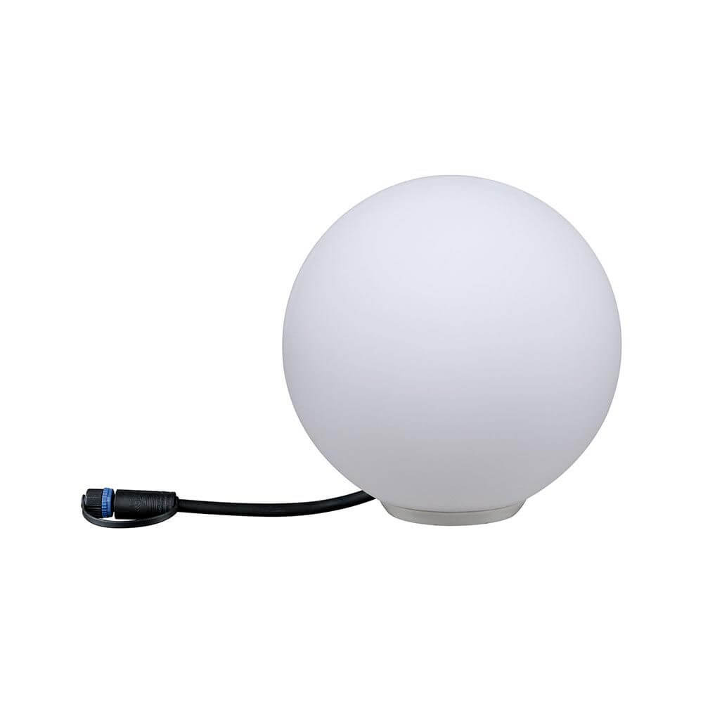 Plug & Shine LED Lichtobjekt Globe in Weiß, 20 cm Durchmesser, mit ZigBee Steuerung für Garten und Terrasse.