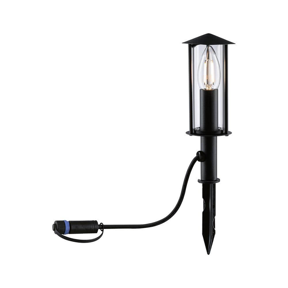 Plug & Shine LED Spieß-Pollerleuchte Classic Mini Anthrazit in klassischem Design für den Außenbereich.