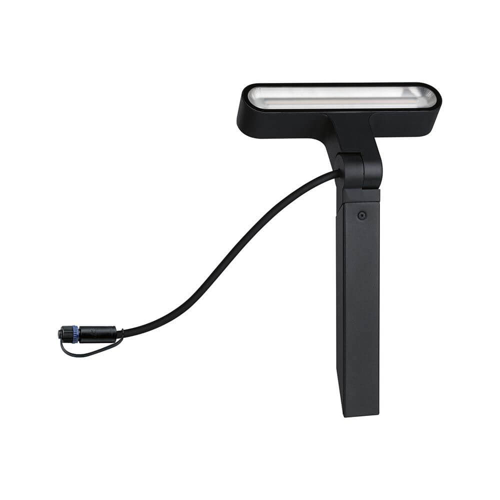 Plug & Shine LED Außen Bodenstrahler Ito mit asymmetrischer Lichtverteilung und robustem Metallgehäuse.