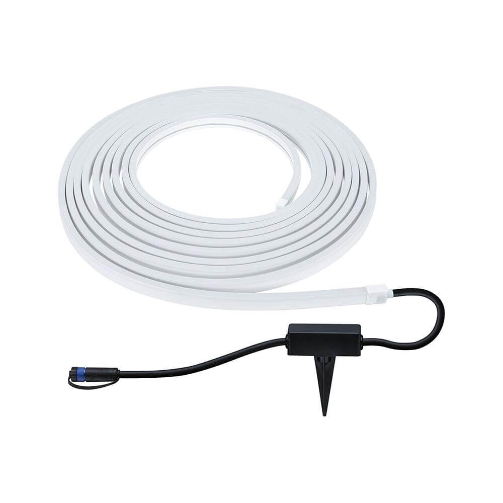 Plug & Shine LED Strip in Weiß, 10 Meter lang, wetterfest für Smart Home Beleuchtung.