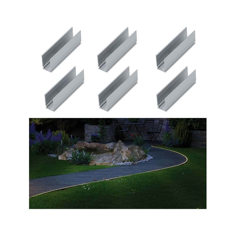 Plug & Shine Neon-Stripe Clip 5cm 6er-Set zum Befestigen von LED Strips auf kurvigen Linien im Garten.