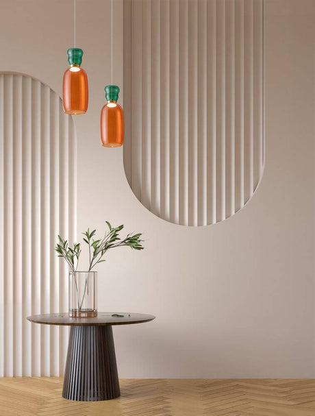 Pluma LED Pendelleuchte Ø 15cm 3000K Mehrfarbig von Nova Luce, moderne Pendelleuchte mit Glas in Gold, Blau und Rauch