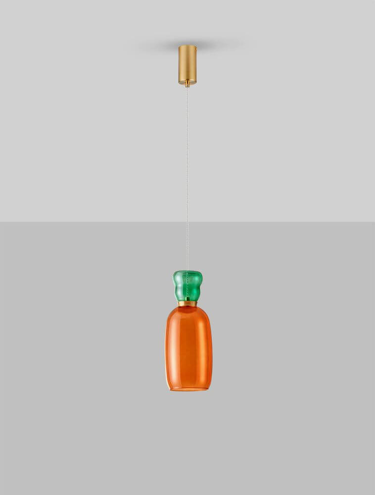 Pluma LED Pendelleuchte Ø 15cm 3000K Mehrfarbig, stilvolle Designleuchte mit orangefarbigem Glas.