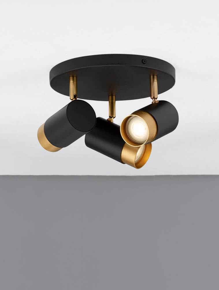 Pogno Deckenleuchte 3-flammig Ø 22cm Schwarz, Gold