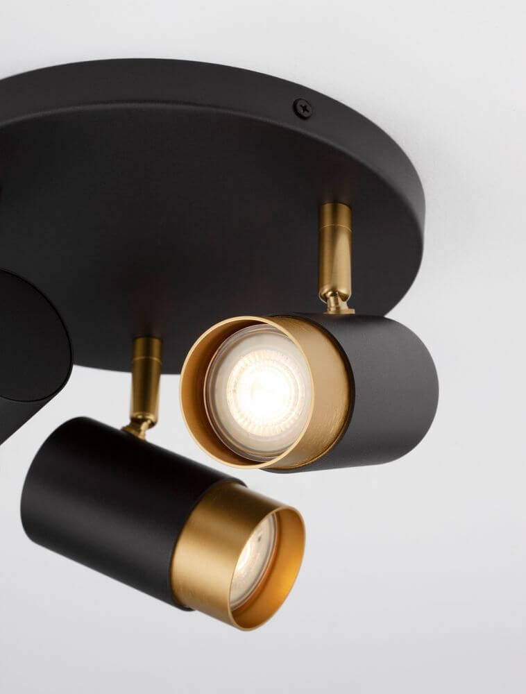Pogno Deckenleuchte 3-flammig Ø 22cm Schwarz, Gold