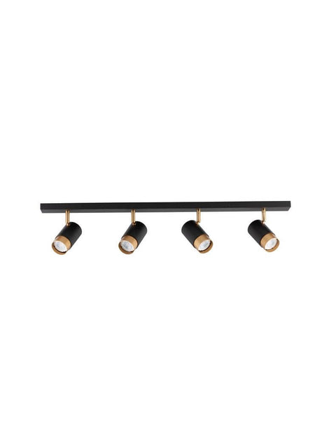 Pogno Deckenleuchte 4-flammig Schwarz, Gold, moderne schwenkbare Spot-Deckenlampe von Nova Luce