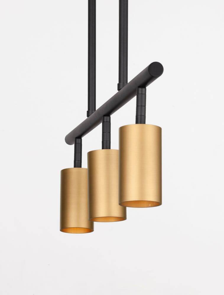 Pogno Pendelleuchte 3-flammig Schwarz, Gold mit elegantem Design aus Aluminium.