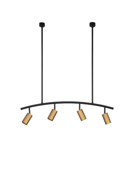 Pogno Pendelleuchte 4-flammig Bogen Schwarz, Gold moderne Pendelleuchte von Nova Luce für Ess- oder Wohnzimmer