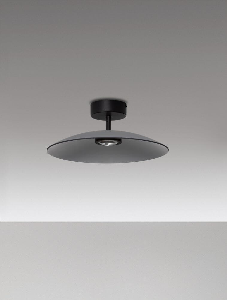 Polifemo LED Deckenleuchte Ø 40cm Up & Down 3000K in modernem Design mit schwarzem Metall und Glas.