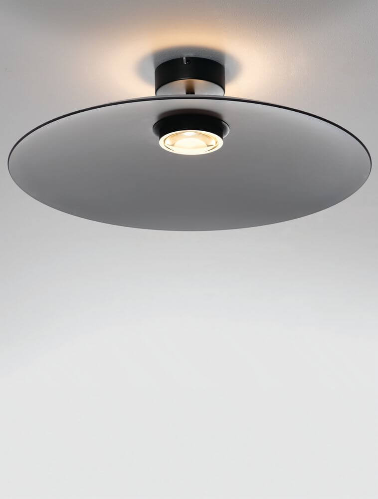 Polifemo LED Deckenleuchte Ø 60cm Up & Down 3000K in modernem Design mit schwarzem Metallfinish.