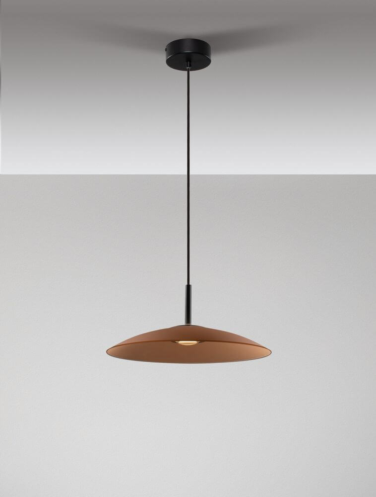 Polifemo LED Pendelleuchte Ø 40cm 3000K in Schwarz und Braun, moderne Designer-Lampe von Nova Luce.