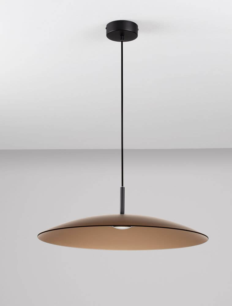 Polifemo LED Pendelleuchte Ø 60cm 3000K in modernen schwarz-braunen Design, elegant und central.