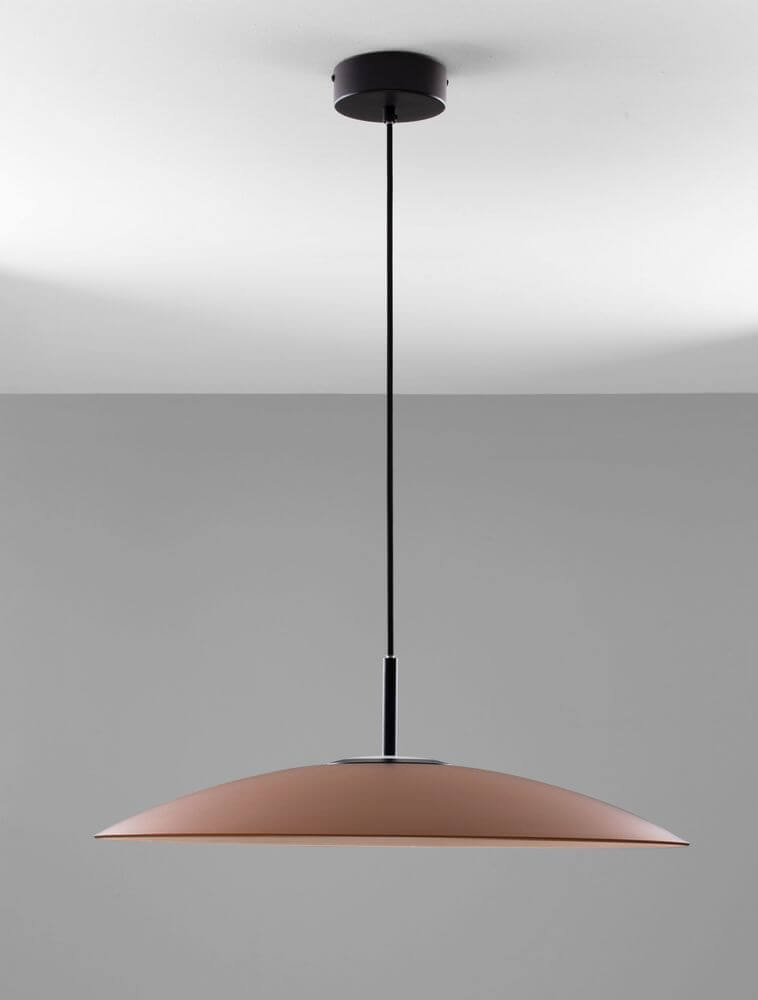 Polifemo LED Pendelleuchte Ø 60cm 3000K in eleganter Schwarz-Braun-Kombination.