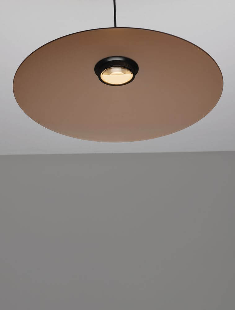 Polifemo LED Pendelleuchte Ø 60cm 3000K mit elegantem Designer-Design in Braun und Schwarz.