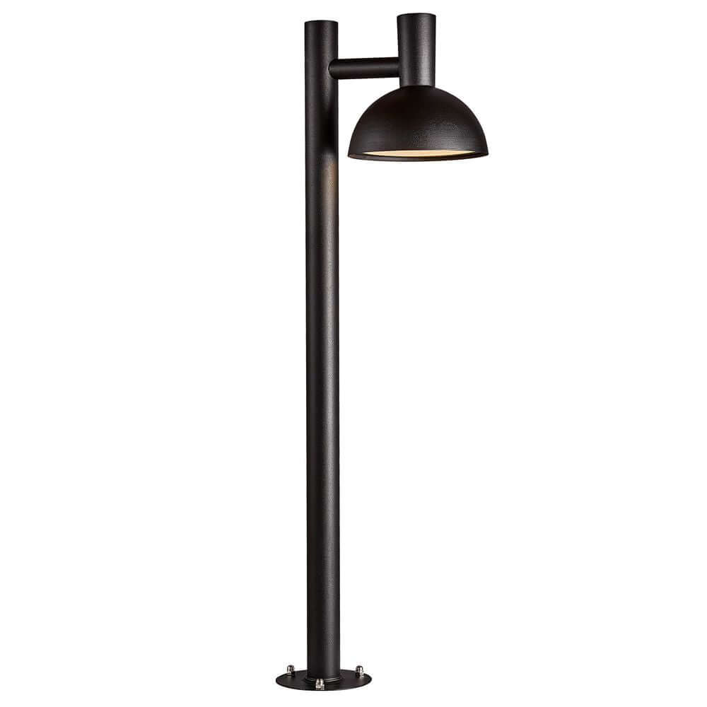 Pollerleuchte Arki 100 IP54 mit kuppelartigem Lampenschirm und minimalistischen Linien für Außenbereiche.