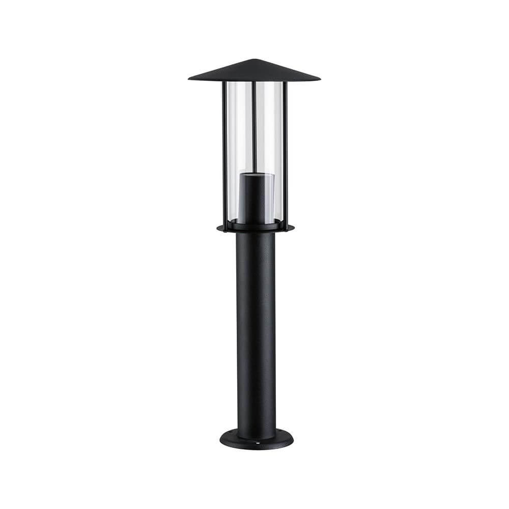 Pollerleuchte Classic Dunkelgrau Metall Glas mit klarem Glasschirm und modernem Design für sichere Ausleuchtung.