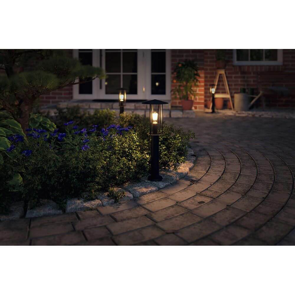Pollerleuchte Classic Dunkelgrau Metall Glas beleuchtet den Zuweg mit elegantem Licht und modernem Design.