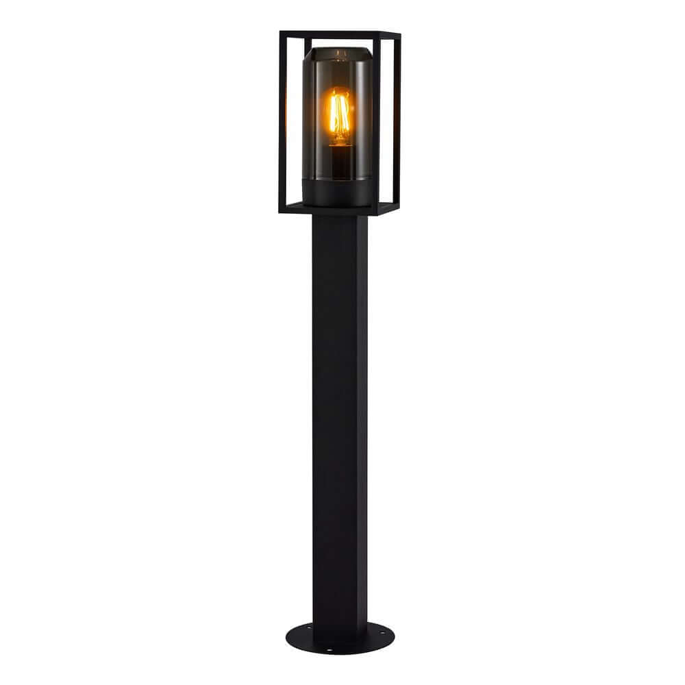 Pollerleuchte Griffin IP44 in modernem Design mit rauchfarbenem Diffusor für angenehmes Licht.