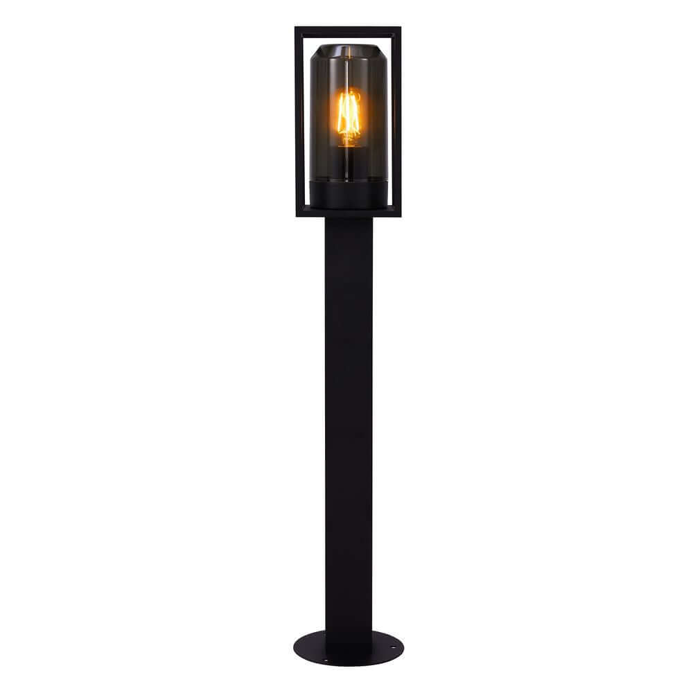 Pollerleuchte Griffin IP44 moderne Außenleuchte mit rauchfarbenem Diffusor und elegantem Design.