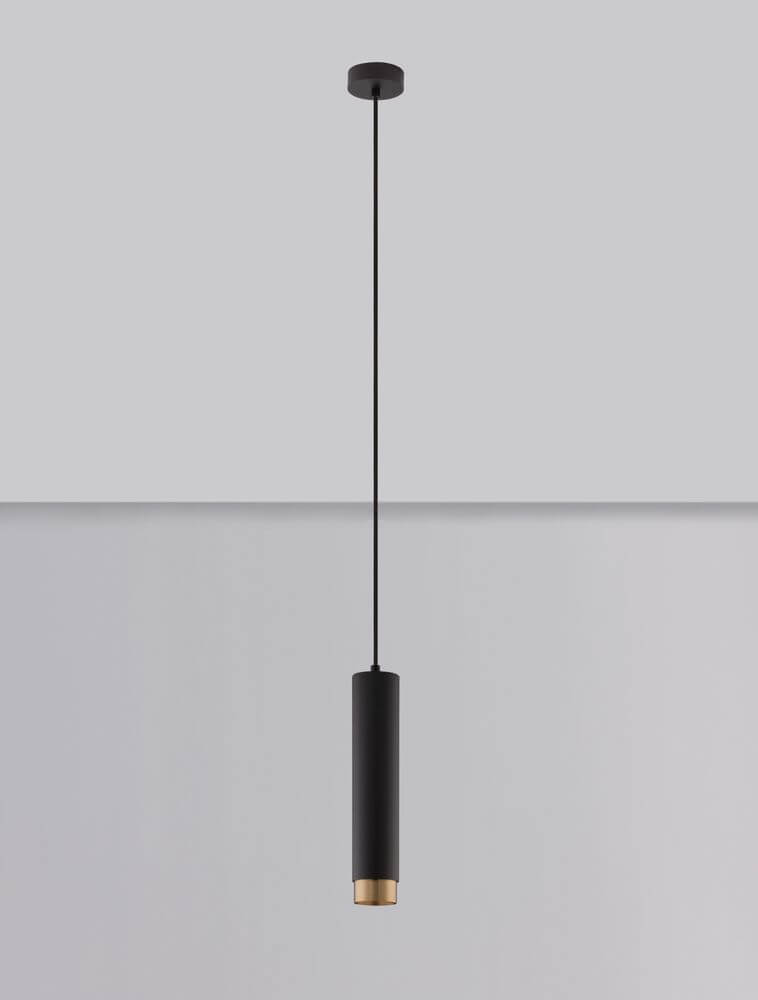 Pongo Pendelleuchte Cover Oben Ø 5,9cm Schwarz, Gold in modernem Design, ideal für Ess- oder Wohnzimmer.