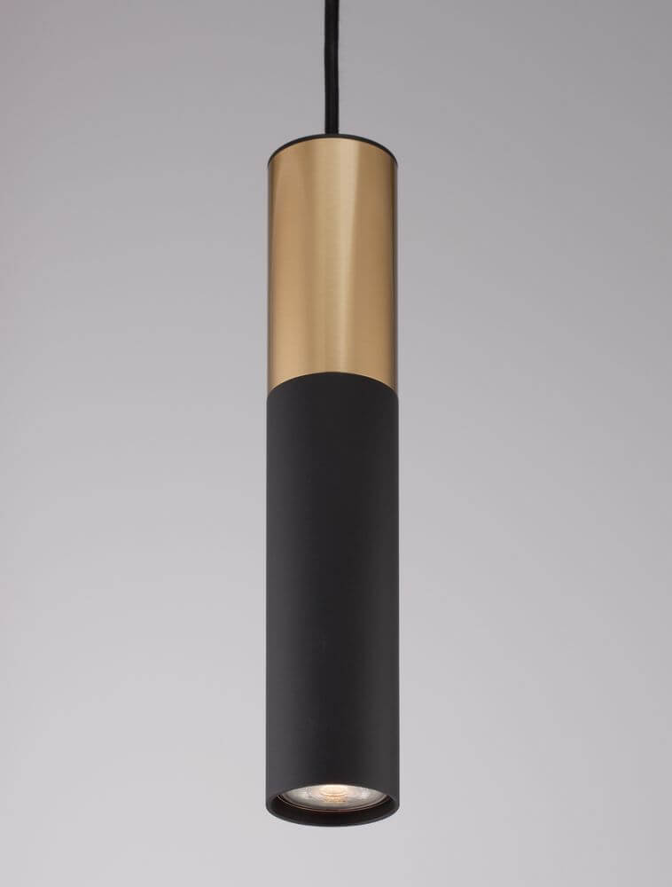 Pongo Pendelleuchte Cover Unten Ø 5,6cm Schwarz, Gold - edle Designleuchte in Schwarz und Gold für Ess- und Wohnzimmer.