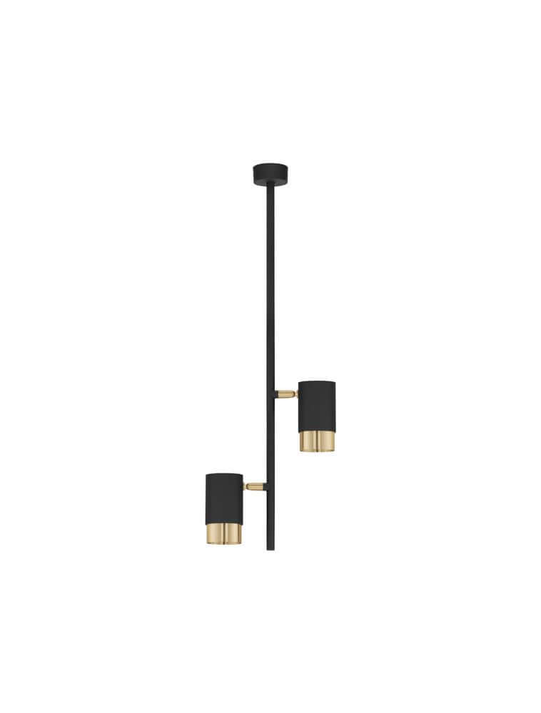 Pongo Pendelleuchte Deckenaufbau 2-flammig Ø 5,9cm Schwarz, Gold in elegantem Design
