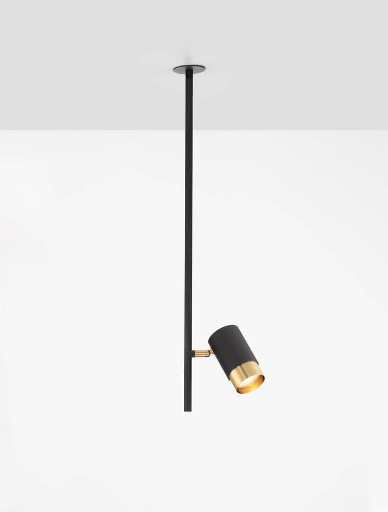 Pongo Pendelleuchte Deckeneinbau 1-flammig Ø 5,9cm Schwarz, Gold - Zylinderleuchte mit GU10 Fassung