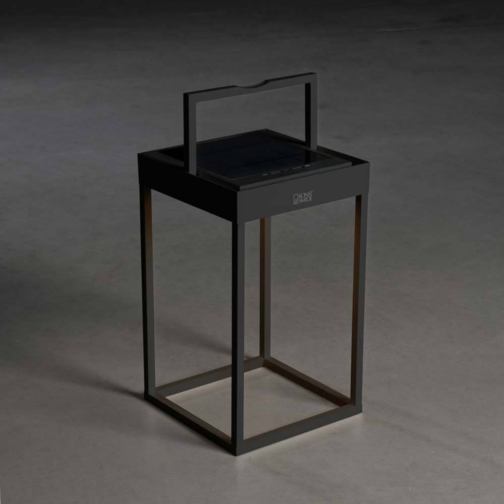 Portofino LED Solar Bodenleuchte IP54 in Schwarz mit Dämmerungssensor und dimmbarer Funktion.