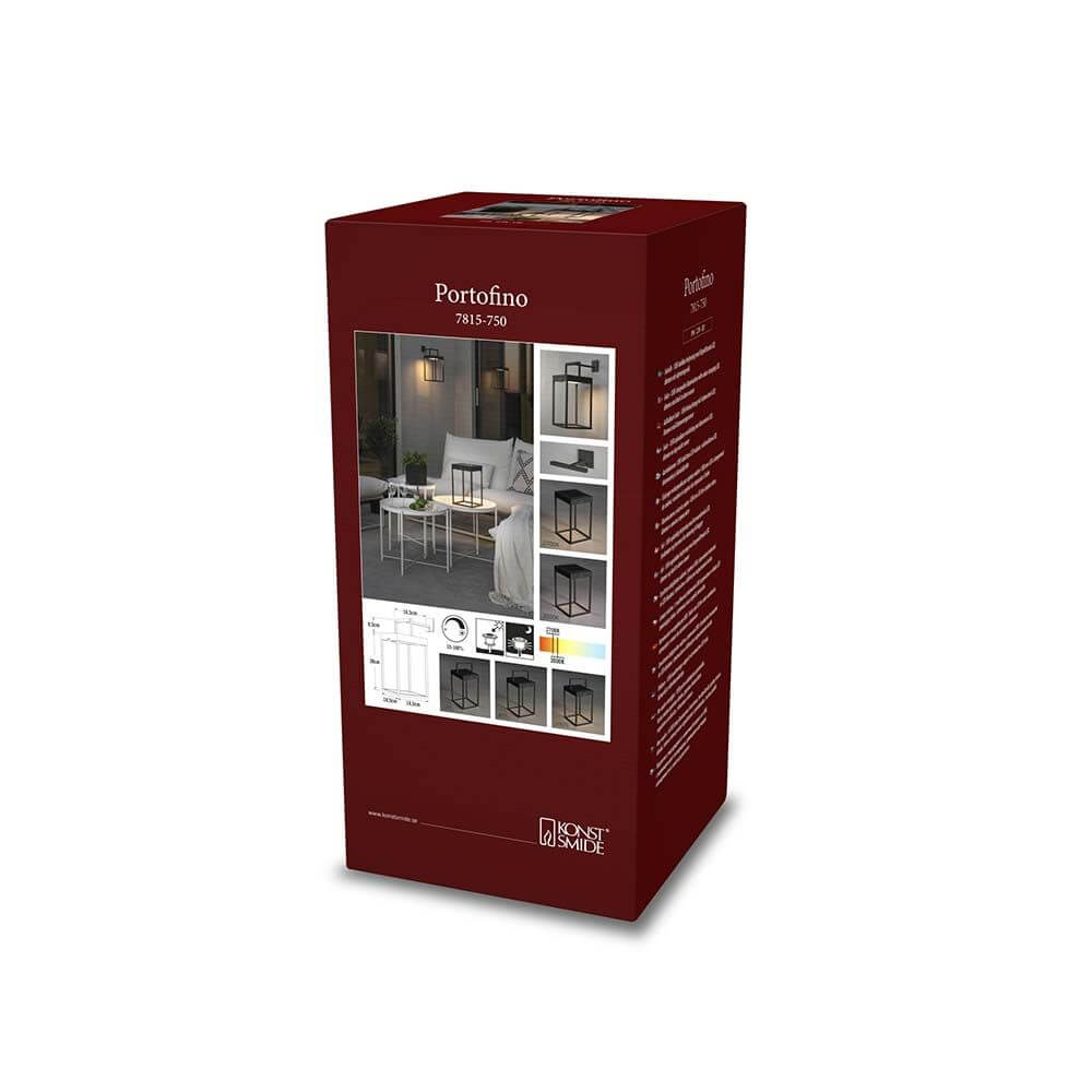Portofino LED Solar Bodenleuchte IP54 Verpackung mit Varianten und Produktdetails.