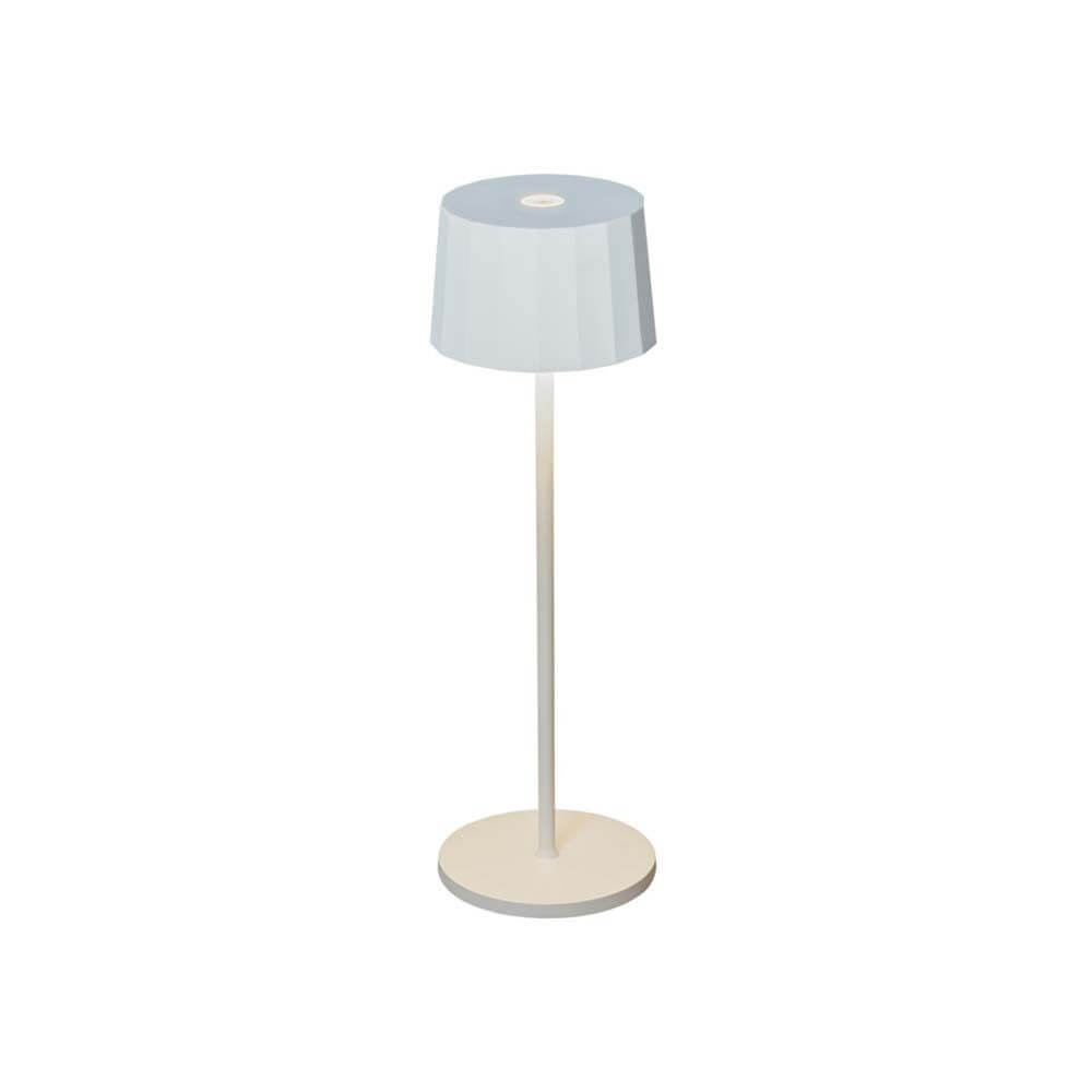 Positano Outdoor LED Akku Tischleuchte in elegantem Design mit dimmbaren Licht und USB-Ladefunktion.