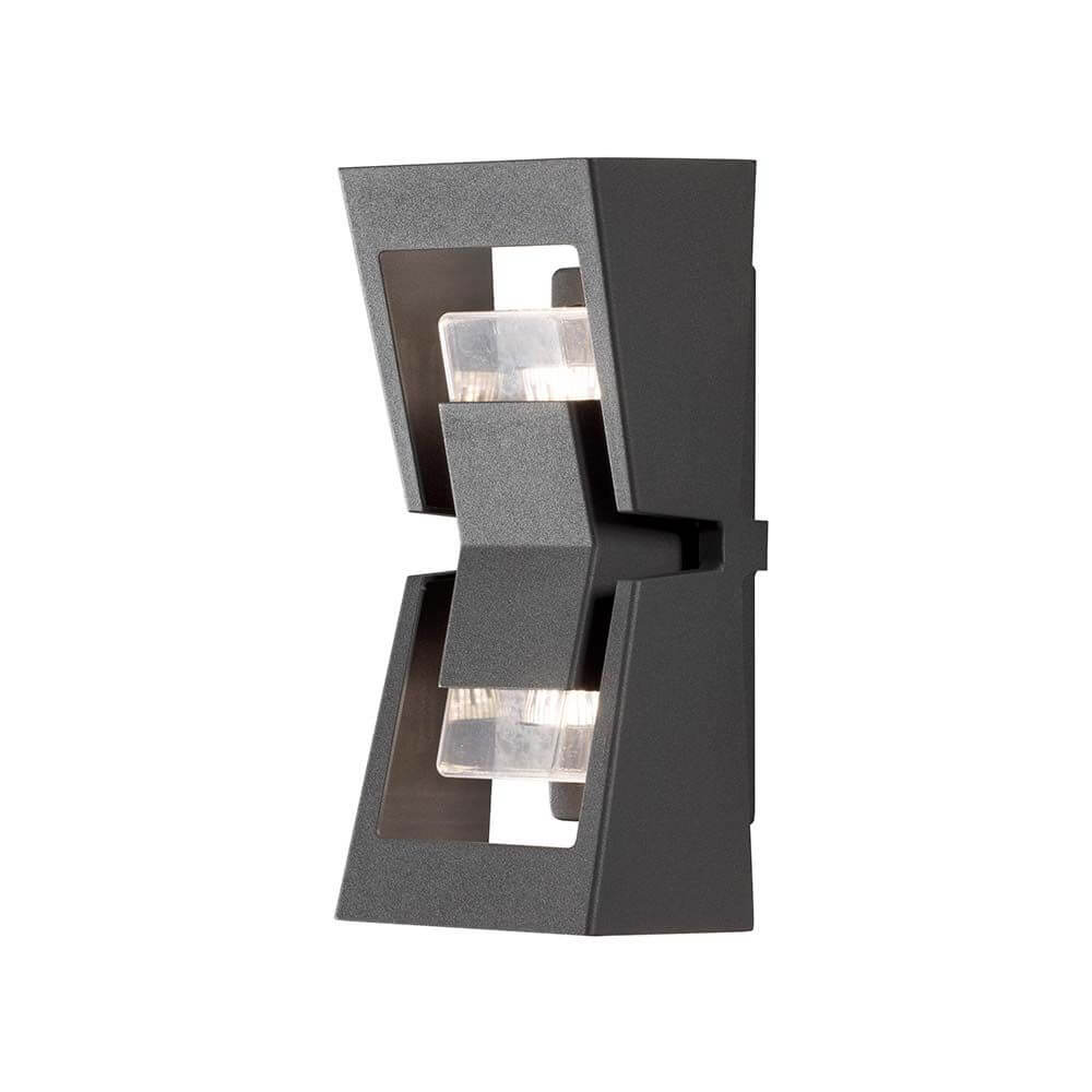 Potenza Außenwandleuchte Anthrazit, klares Acrylglas im modernen Design für Außenbereiche.