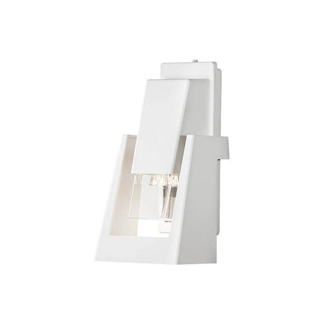 Lampa ścienna Potenza zewnętrzna biała, przezroczyste szkło akrylowe zamontowane na ścianie, nowoczesny design.