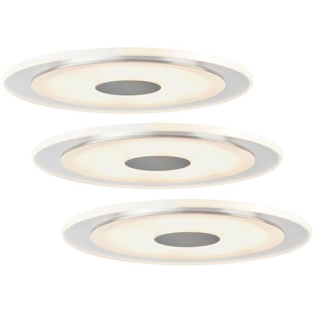 Premium EBL Set Whirl rund LED 3x6W 18VA Alu-Gedreht Satin Alu Acryl - elegante LED Einbauleuchten im Set