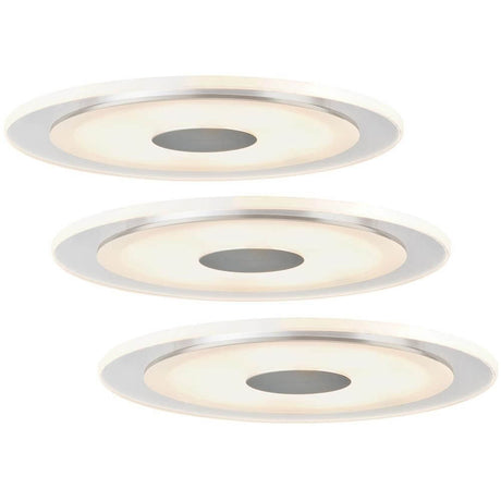 Premium EBL Set Whirl rund LED 3x6W 18VA Alu-Gedreht Satin Alu Acryl - elegante LED Einbauleuchten im Set