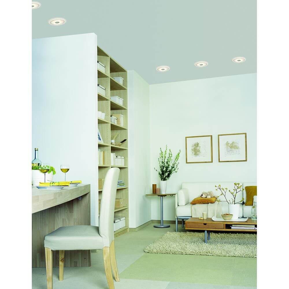 Premium EBL Set Whirl rund LED 3x6W 18VA Alu-Gedreht Satin Alu Acryl in modernem Wohnraum.