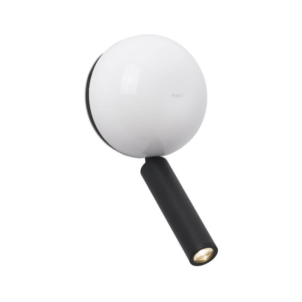 Press LED Wand-Leselampe mit runder Aluminiumstruktur und integriertem Schalter für komfortables Lesen.