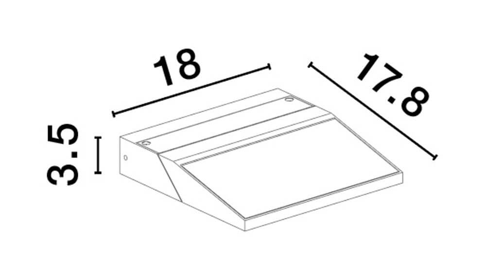 Prim LED Außenwandleuchte 3000K Anthrazit IP65 technische Zeichnung mit Maßen.