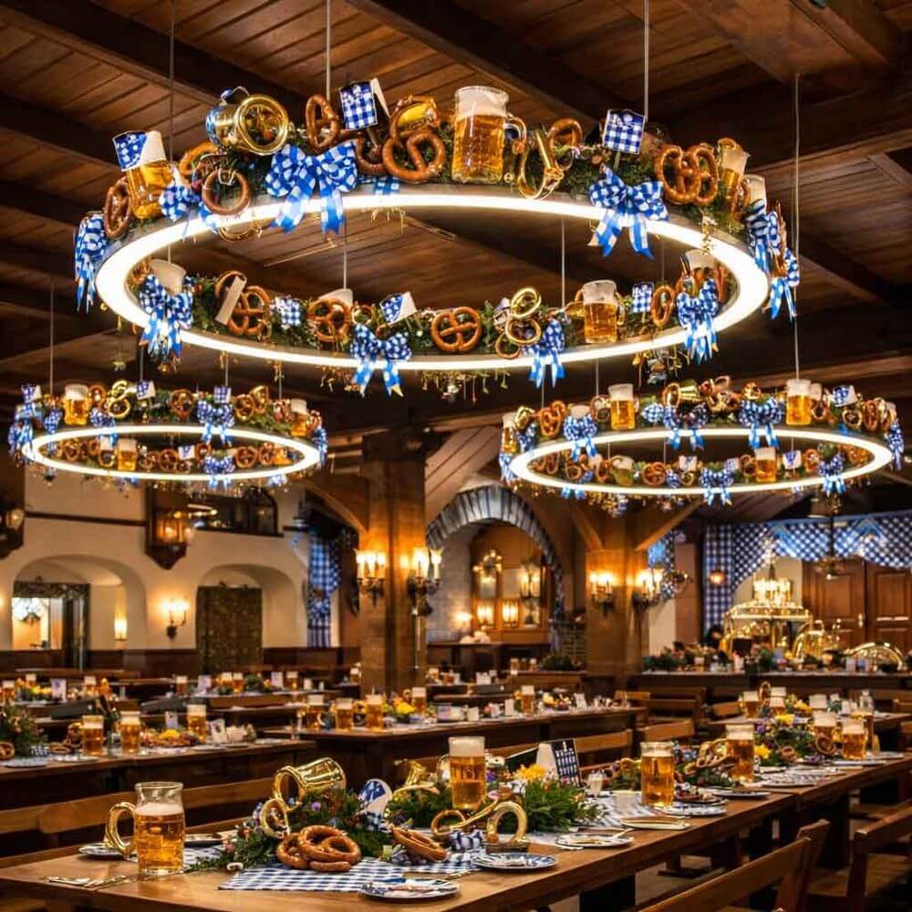 Pro Light LED Ring Pendelleuchte mit integrierter Pflanzenwanne - Sonderbau nach Maß in einer eleganten Einrichtung