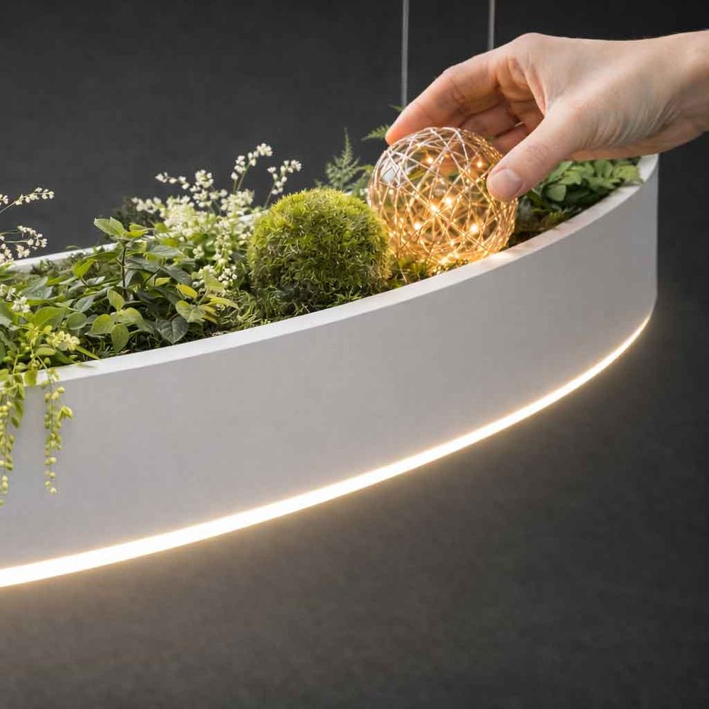 Pro Light LED Ring Pendellampe med integreret plantekasse – specialbygget efter mål