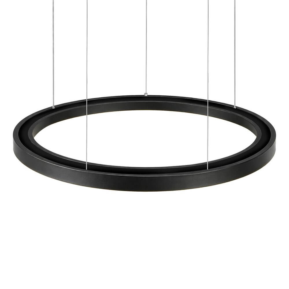 Pro Light LED Ring Pendelleuchte mit integrierter Pflanzenwanne - Sonderbau nach Maß in Schwarz, moderne Form.